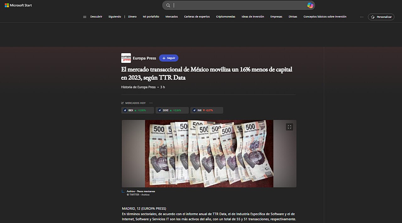 El mercado transaccional de Mxico moviliza un 16% menos de capital en 2023, segn TTR Data
